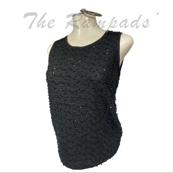 NEW Ann Taylor Black Dressy Sequins Tank Top Size Petite Small - Picture 2 of 9